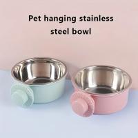 Cuenco colgante fijo antipunta para perro, jaula de acero inoxidable para beber, suministros para mascotas - details 3