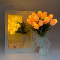 Lámpara LED de noche de tulipán, lámpara de mesa de flores artificiales, ramo de flores simuladas, ramo decorativo - details 19