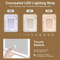 Tocador de Maquillaje con Espejo y Luz LED Regulable, Tocador de Maquillaje con 2 Cajones y 4 Estantes, Estante Inferior, Escritorio Moderno para Dormitorio, 90 x 40 cm, Blanco - details 3