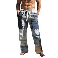Pantalones casuales de verano a la moda para hombres, cómodos pantalones largos elásticos con diseño de impresión 3D con cordones sin costuras en la cintura - details 0
