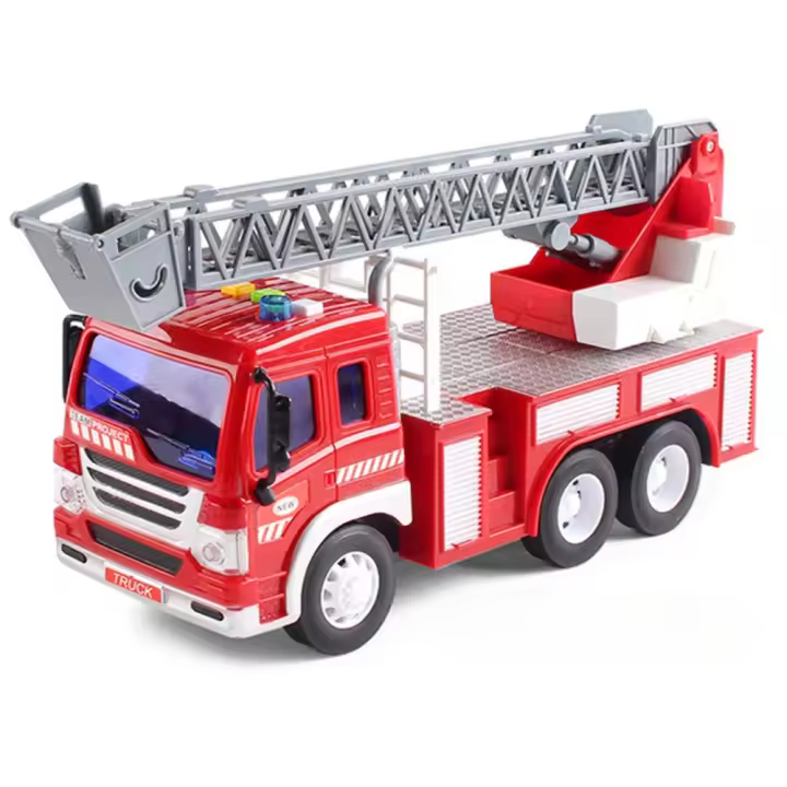 Camion Bomberos Juguete, Camiones de Juguete, 1:16 Fricción Camión de Bomberos, con Escalera de Rescate Extensible, Luces y Sonidos, Se Puede Girar 360 Grados, Regalos para Niños - 1