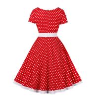 Vestido de Verano Vintage Hepburn Polka Dot de Contraste Cuello Cuadrado de los 50 Cintura Alta - details 30