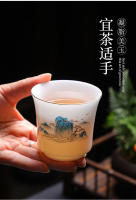 Juego de Kung Fu de Jade gordo de oveja, semilla de hielo, maestro de cerámica, porcelana blanca pequeña, taza de té de cuerpo fino, textura transparente - details 7