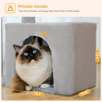 PAWZ Road Árbol para gatos 2 en 1 con poste rascador de Sisal, hamaca, condominio para gatos grande, casa tipo torre para gatos pequeños, tablero rascador para gatos de interior, juguetes para gatos - details 5