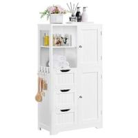 Armario de baño de suelo, mueble de baño con 4 cajones, mueble auxiliar, cómoda, armario con 2 puertas, estante ajustable 81x30x83 cm blanco - details 11