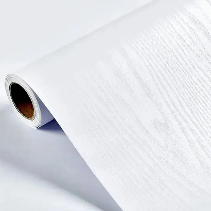 Papel tapiz de pared adhesivo de grano de madera blanco de 40CM para sala de estar, cocina, dormitorio, evita el crecimiento del moho, pegatina de pared fácil de aplicar - 1