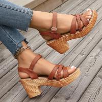 Zapatos de tacón con cordones para mujer, sandalias de gladiador de plataforma de verano, zapatos de playa casual resort con tiras al tobillo - details 25