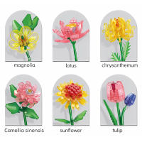 Children's puzzle small particle assembly block toy simulation bouquet gift sunflower rose eternal simulation flower - details 15