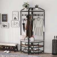 Perchero de esquina de metal, perchero de pie con 12 ganchos móviles y estante de almacenamiento para pasillo, salón, dormitorio, oficina, pasillo, entrada - details 10