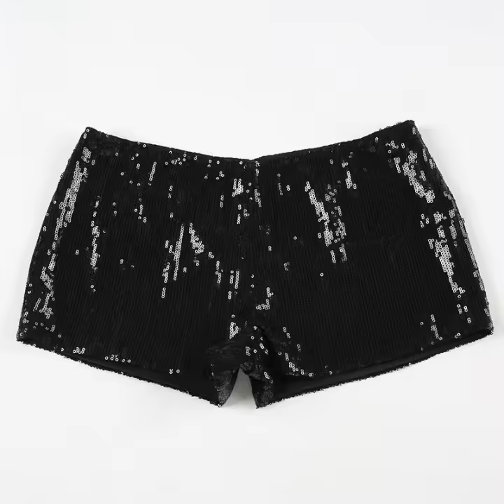 BUNO-pantalones cortos brillantes con lentejuelas para mujer, Mini pantalones cortos con estampado de leopardo, cintura alta, moldeador de cuerpo, ropa de calle impresionante - 1