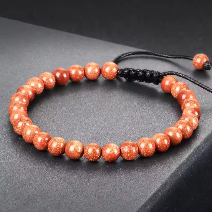 Pulsera de Piedra Pómez Natural 6mm Cuentas de Cuarzo Azul Green Doro Pulsera Trenzada para Hombres y Mujeres Joyería Brillante para el Muñeca - 1