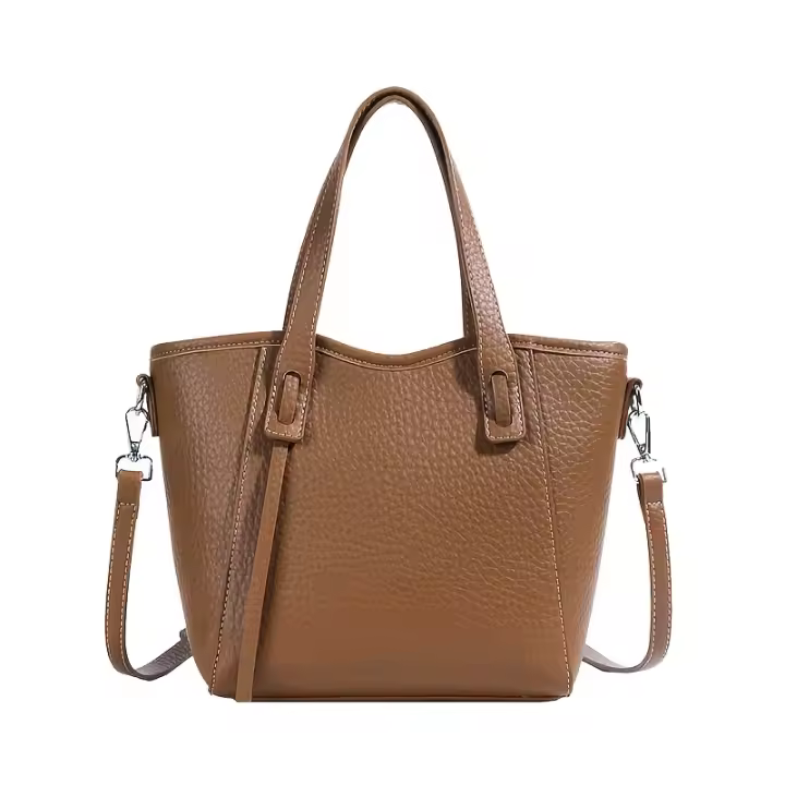 Bolso Casual Grande para Mujer Bolso de Hombro con Correa Desmontable, Color Sólido, Cierre de Cremallera, Forro de Poliéster - 1