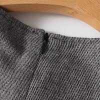 O mujeres gris cuello sin mangas vestido sin mangas nuevo otoño recto Mini Vestidos femeninos altos Vestidos - details 11