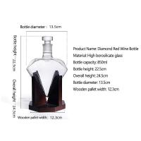 Botella de vino de diamante de alta calidad de 850 ml, soporte de madera, tapón hermético, adecuada para varios tipos de alcohol, regalos - details 3