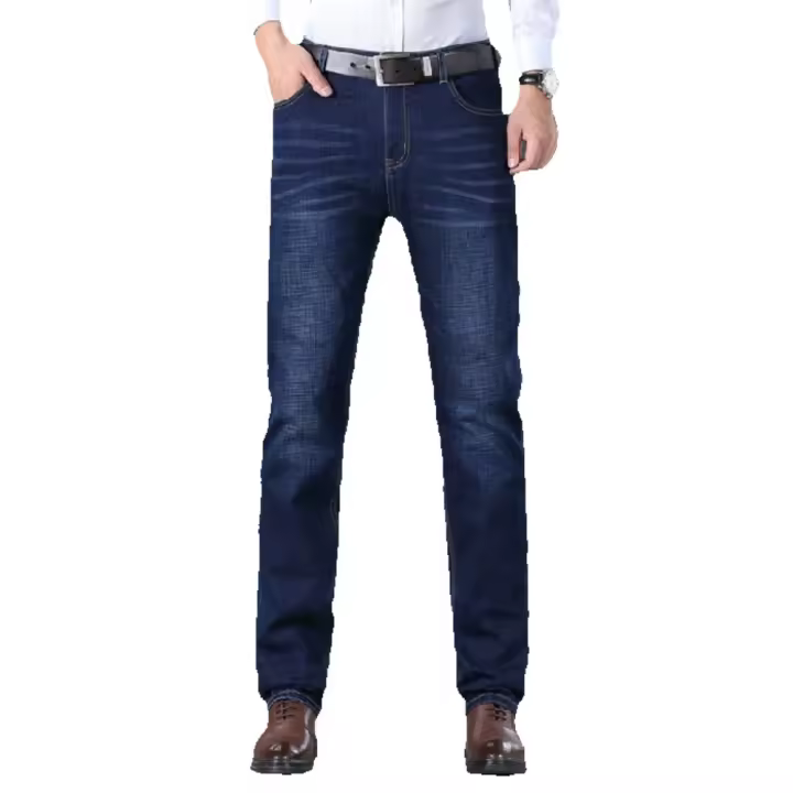 Jeans Casuales de Negocios para Hombres en Primavera y Otoño Pantalones Rectos de Alta Calidad con Elástico Ligero - 1