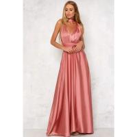 Vestido largo de seda de Color sólido profundo de Amazon, vestido de noche sin mangas de nuevo estilo de verano para mujer para banquetes - details 3