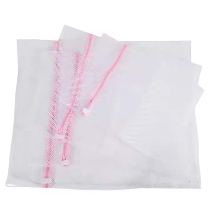 Bolsa de lavado de red grande, Juego de 4 bolsas de lavandería de malla gruesa duradera con cierre de cremallera para ropa, delicada - 1