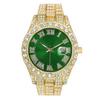 Reloj de hombre estilo hip-hop con esfera grande, calendario y diamantes. - details 9