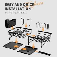 Estante multiusos, escurridor de tazones de acero inoxidable a prueba de herrumbre, soporte extensible para secar platos, tapa de olla - details 4