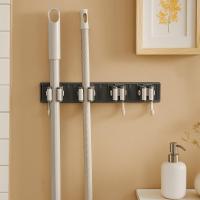 Gancho de pared de plástico con diseño de clip, ahorrador de espacio, práctico organizador multiusos para escoba y mopa - details 5