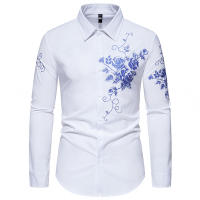 Camisa de Manga Larga con Estampado de Flor Camisas Casuales para Hombres en Otoño - details 1