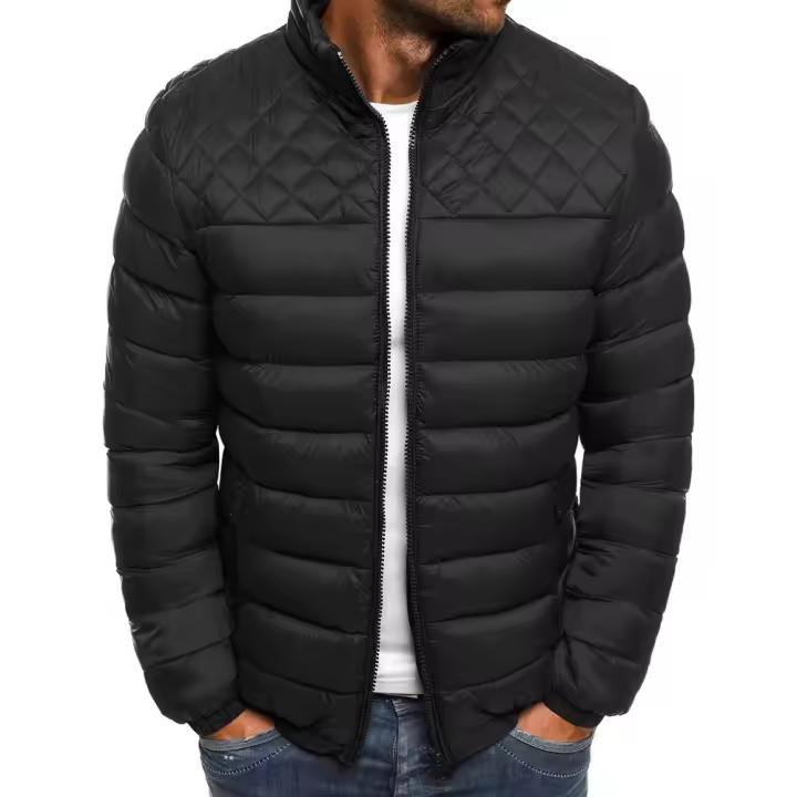 Chaquetas algodón para hombre, abrigos con cuello alto, prendas de vestir exteriores de moda, Otoño e Invierno - 1