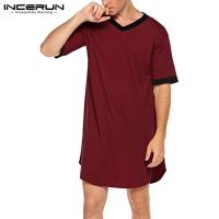 2024 batas de dormir para hombres, camisón de manga corta con cuello en V, ropa de casa acogedora de retazos, albornoces holgados a la moda para hombres, bata - details 7