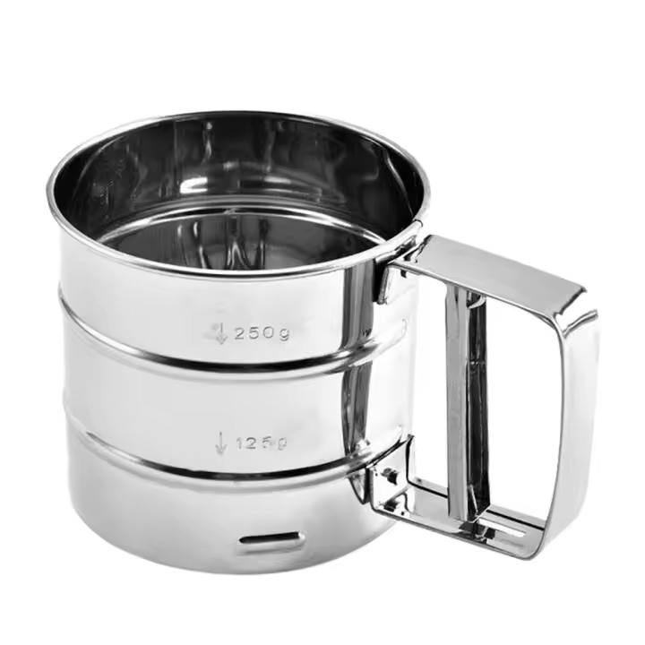 Tamiz de harina de acero inoxidable, tamiz de polvo de taza, Gadget de cocina de malla para pasteles, tamiz de malla de azúcar, tamiz para hornear - 1