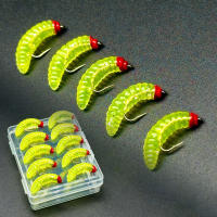 5/10 Uds moscas de pesca con mosca biónicas gusano suave señuelo de pesca insecto señuelo cebo Artificial pesca para trucha/bajo/perca/salmón - details 0