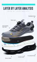 Zapatos de seguridad con botón giratorio para hombre, zapatillas con punta de acero, botas de seguridad para el trabajo a prueba de perforaciones, zapatos deportivos de trabajo con cojín de aire, botas antigolpes - details 5