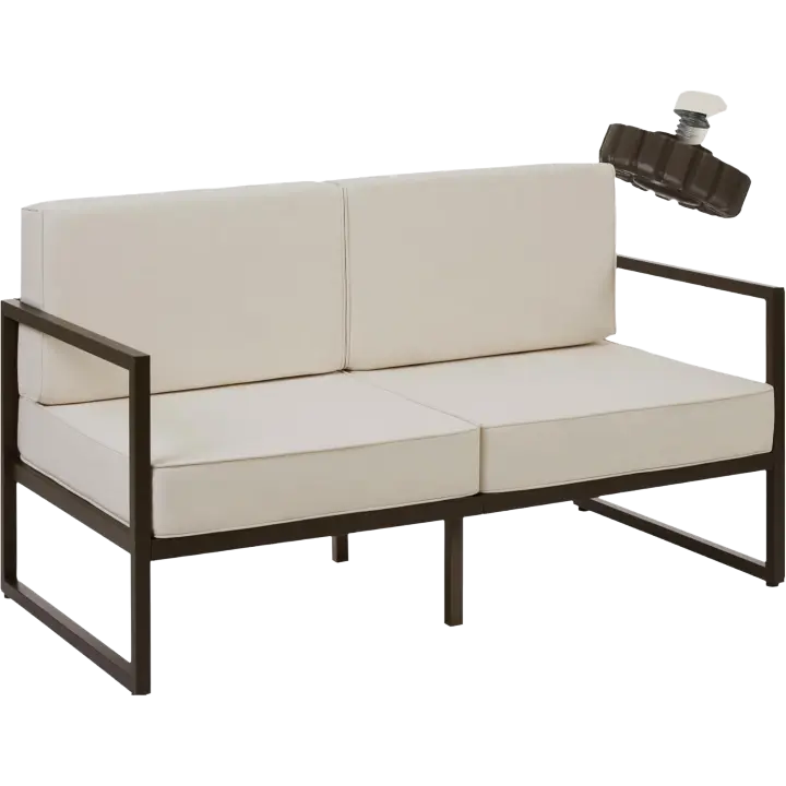 Conjunto de Jardín Exterior de Acero Sillas de Terraza con Almohadillas Gruesas - 1