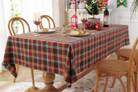 Mantel de Mesa de Cuadros de Navidad Tejido de Poliéster y Algodón en Rojo y Verde para Hogar y Fiestas - details 3