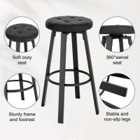 2 unids/set taburete de Bar con asiento giratorio de piel sintética 4 patas de Metal taburete alto con reposapiés para comedor cocina cafetería - details 3