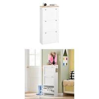 Zapatero Ultra Estrecho de 19 cm con 2 Solapas Organizador de Perfil Delgado para Zapatos de Entrada Blanco 50 x 19 x 91 cm FSR151-W ES - details 26