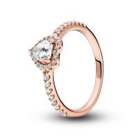 Anillo de Plata de Ley 925, anillo de corazón elevado brillante para mujer, circonita cúbica, estrella, Luna, flor, anillos y joyería de boda, regalos - details 3