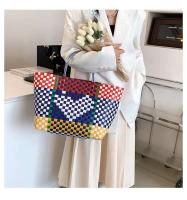 Nuevas llegadas de individualidad de verano, bolso portátil de contraste de Color para mujer, bolso de mano para compras en la playa y vacaciones, cesta de verduras - details 8