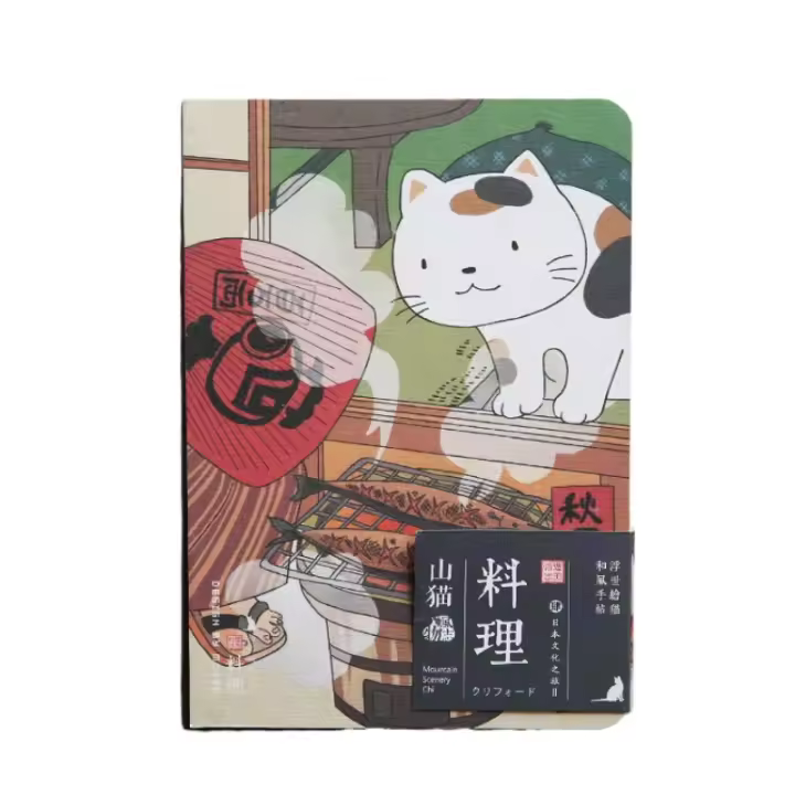 Planificador de Cuaderno de Gato Japonés Lindo Agenda Diario de Cubierta Dura - 1
