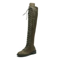 Botas por encima de la rodilla para mujer, zapatos informales de ante con cordones para exteriores, otoño - details 4