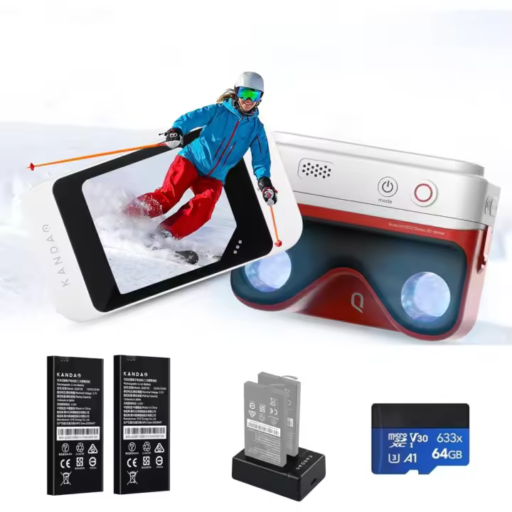 KanDao Cámara 3D, Cámara estereoscópica de visualización instantánea de Foto y Video 3D, Pantalla táctil de 2,54", antivibración, estabilización de Imagen, QooCam Ego, Blanco Kit. - 1