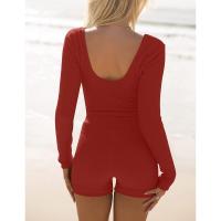BUNO-Conjunto de ropa de estar por casa para mujer, tops ajustados de manga larga y pantalones cortos de motorista, 2 piezas, verano, 2025 - details 12