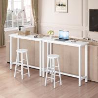 Conjunto de Mesa de Bar y 2 Taburetes, Muebles de Comedor, Mesa Alta y Taburetes de Bar, Barra Cocina y Salon, 140x40x100 cm, Metal + MDF, Roble Claro - details 35