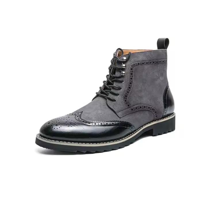 Botas de vestir Oxford con punta de ala para hombre, moda informal, media caña, botines Chukka, zapatos de trabajo de negocios - 1
