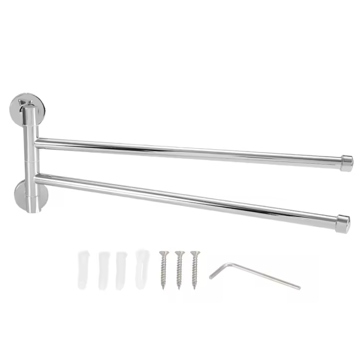 Toalleros y calentadores,Bathroom Wall Mounted Towel Rack Swing Out Rotating Towel Hanger Shelf (2 Arms) - 1