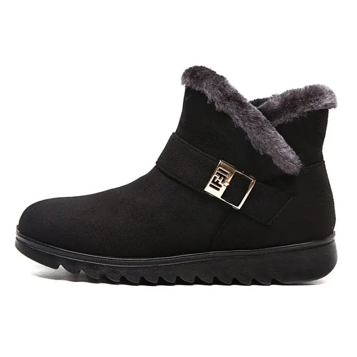 Botas de nieve de invierno para mujer con cálidas correas planas. - 1