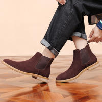 Nuevas botas Chelsea, botines cortos de piel abatible, botas de gamuza de vaca de cuero genuino para hombres - details 21
