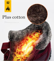 Botas de invierno cálidas de algodón para mujer, zapatos deportivos para exteriores, botas de nieve antideslizantes, botines de nieve antifrío para senderismo para mujer - details 6