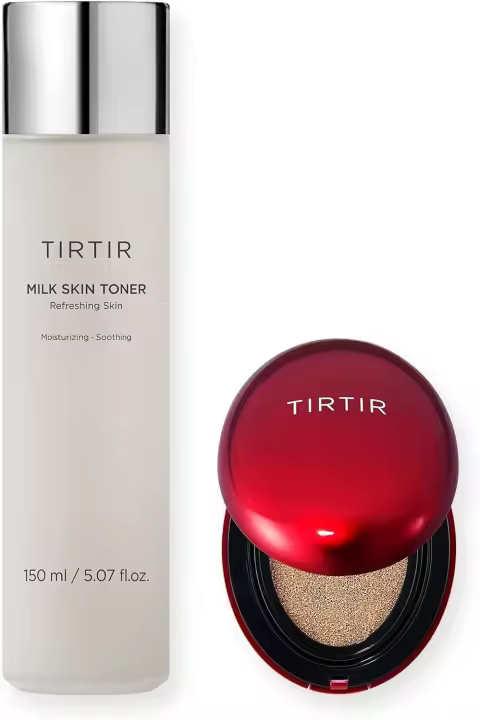 Cojín rojo con ajuste de máscara TIRTIR # 29N Beige Natural + Tónico Piel Leche 150ml - 1