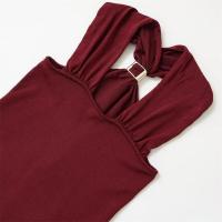 2025 Verano Nueva Ropa de Mujer Top de Punto con Cuello Halter, Hombros Descubiertos, Casual, Versátil y Multicolor - details 12