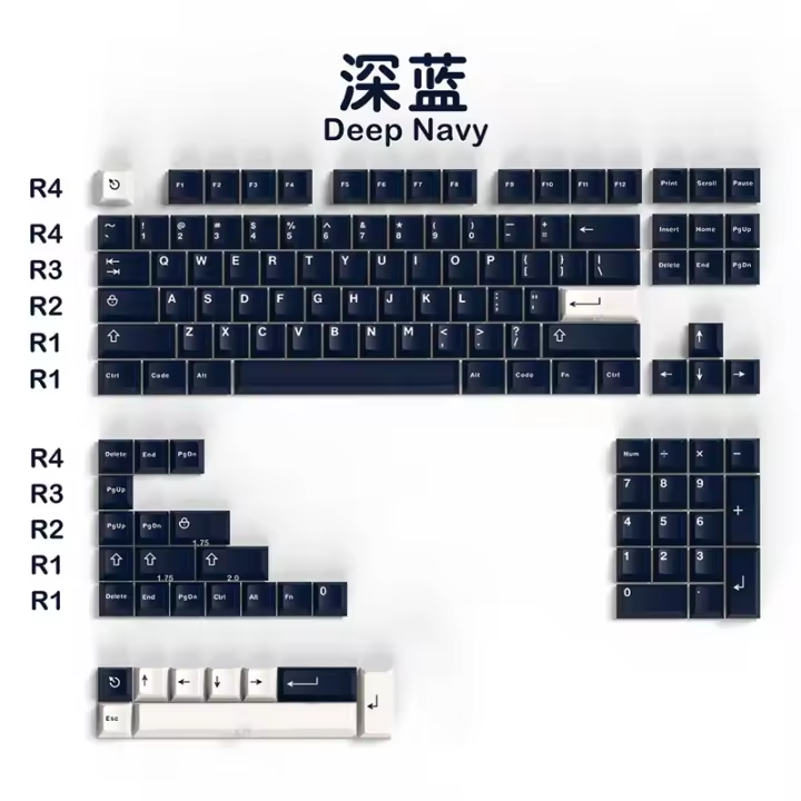 Tecla de doble disparo para teclado mecánico, accesorio con personalidad personalizada en inglés, de 132 teclas, modelo G clon Deep Navy, 61/87/104 - 1