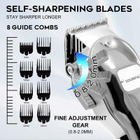 Solimpia Cortapelos de metal Kit de corte de cabello personal Cortapelos de peluquero dorado y plateado Estilo de cabello de caballero Máquina de corte de cabello inalámbrica para barbería - details 5